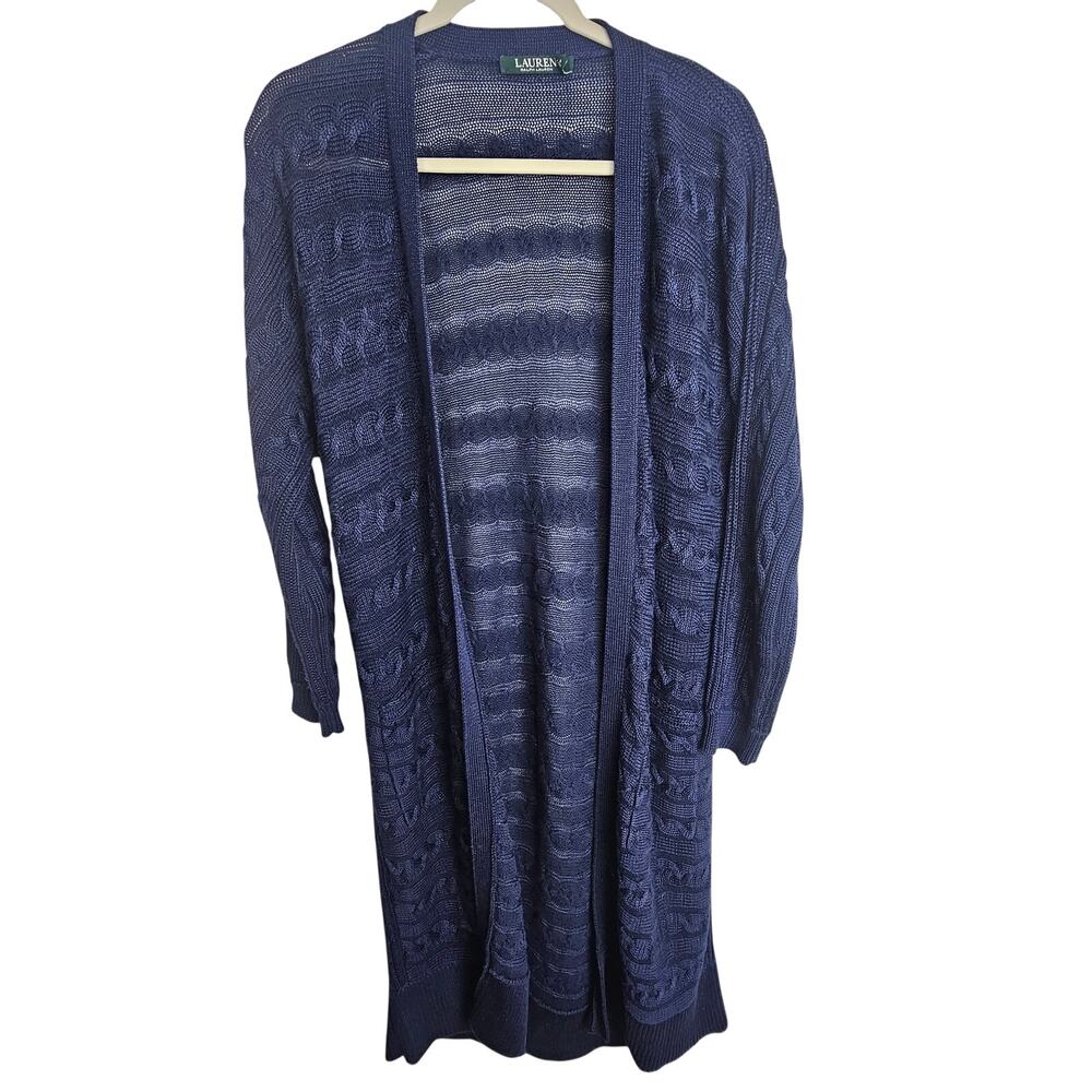 Lauren Ralph Lauren Womens Open Knit Cardigan Sweater S Classic Dark Academia
